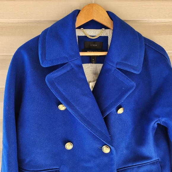 J. Crew Melton wool royal blue coat size 10 - Picture 4 of 14